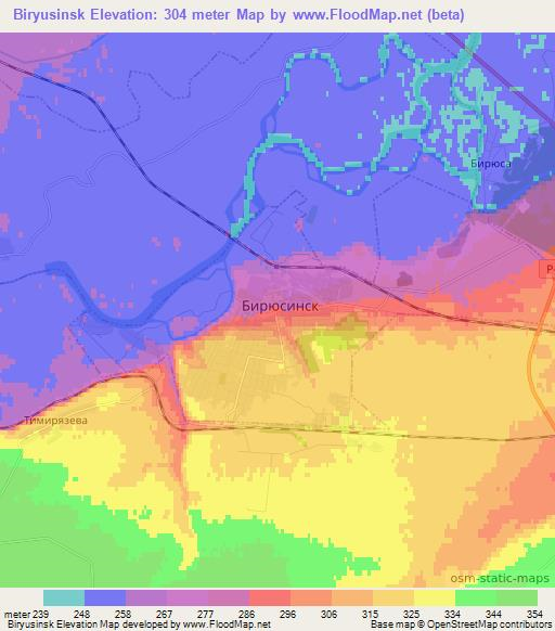Biryusinsk,Russia Elevation Map