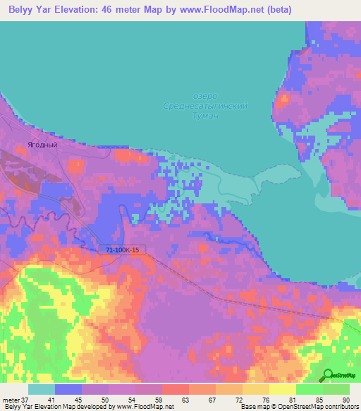 Belyy Yar,Russia Elevation Map