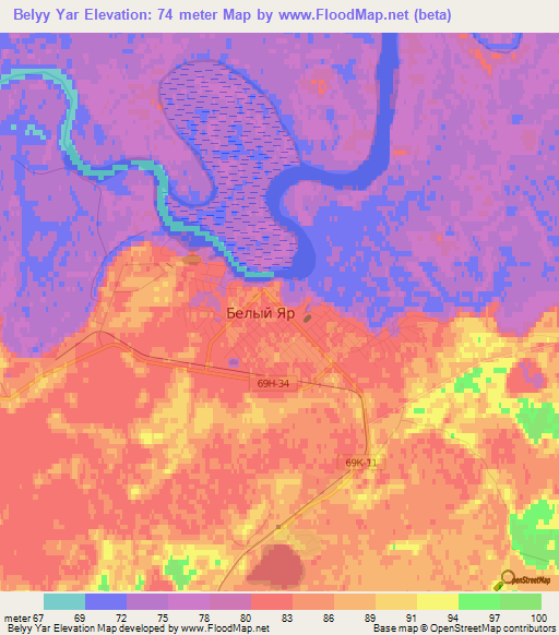 Belyy Yar,Russia Elevation Map