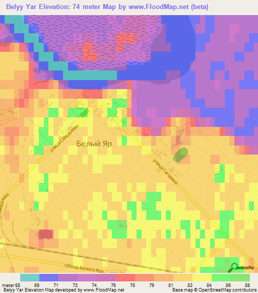 Belyy Yar,Russia Elevation Map