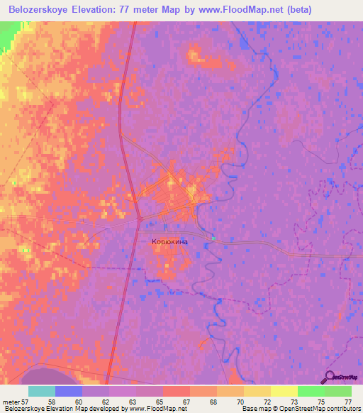 Belozerskoye,Russia Elevation Map