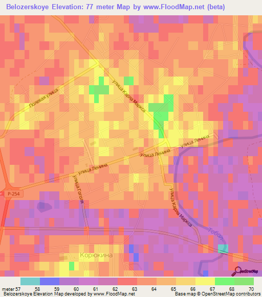 Belozerskoye,Russia Elevation Map