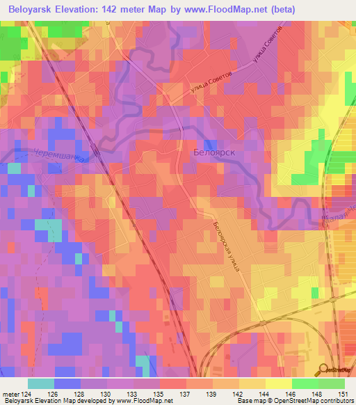 Beloyarsk,Russia Elevation Map