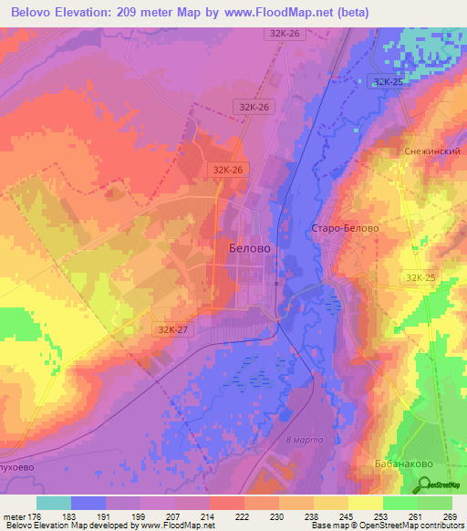 Belovo,Russia Elevation Map