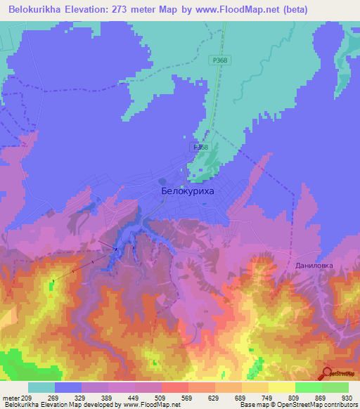 Belokurikha,Russia Elevation Map