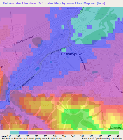 Belokurikha,Russia Elevation Map