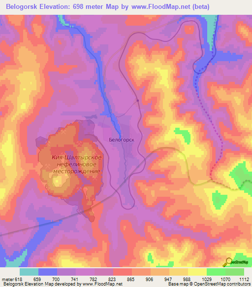 Belogorsk,Russia Elevation Map