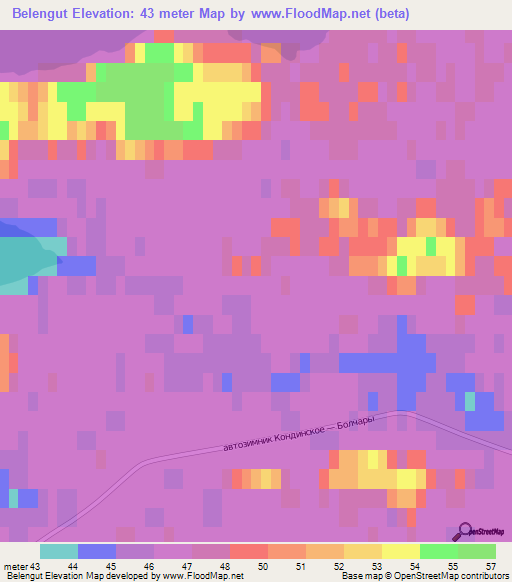 Belengut,Russia Elevation Map