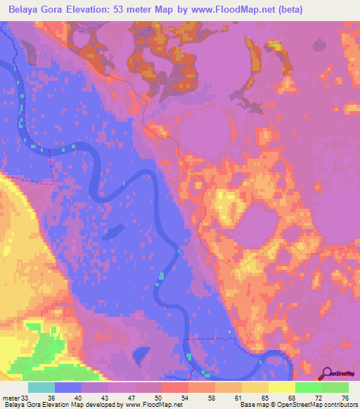 Belaya Gora,Russia Elevation Map