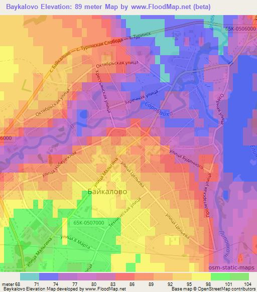 Baykalovo,Russia Elevation Map