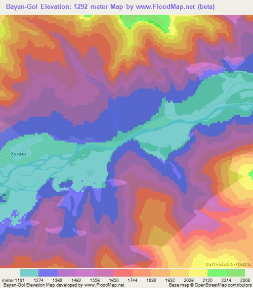 Bayan-Gol,Russia Elevation Map