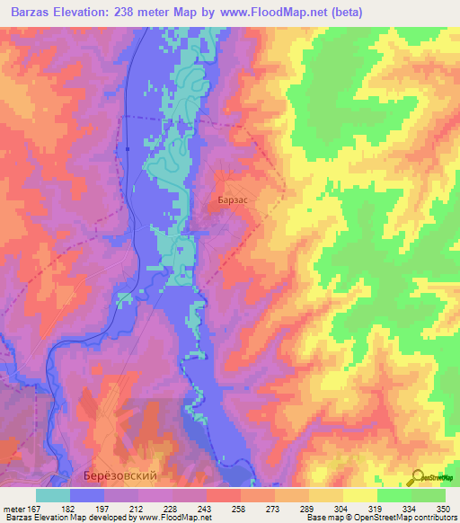 Barzas,Russia Elevation Map