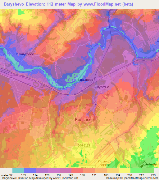 Baryshevo,Russia Elevation Map