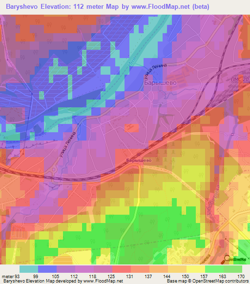 Baryshevo,Russia Elevation Map