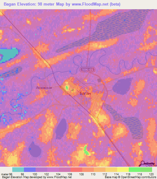 Bagan,Russia Elevation Map