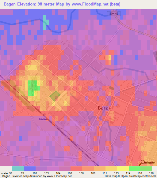 Bagan,Russia Elevation Map