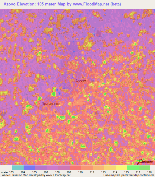 Azovo,Russia Elevation Map