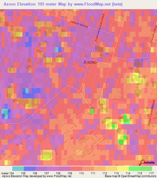 Azovo,Russia Elevation Map