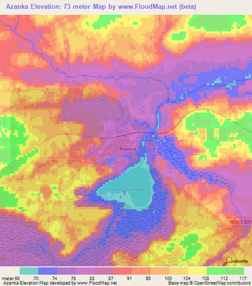 Azanka,Russia Elevation Map