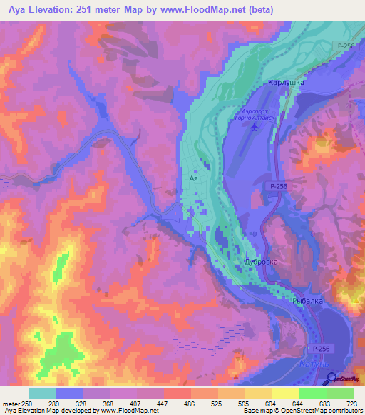 Aya,Russia Elevation Map