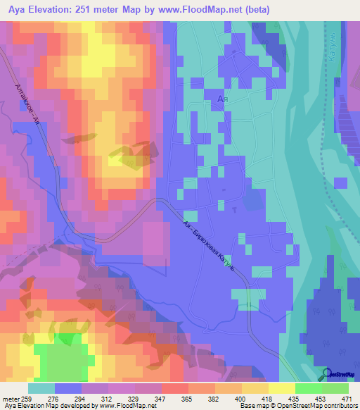 Aya,Russia Elevation Map