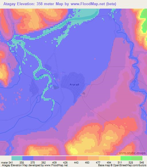 Atagay,Russia Elevation Map