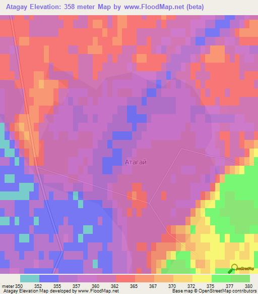 Atagay,Russia Elevation Map