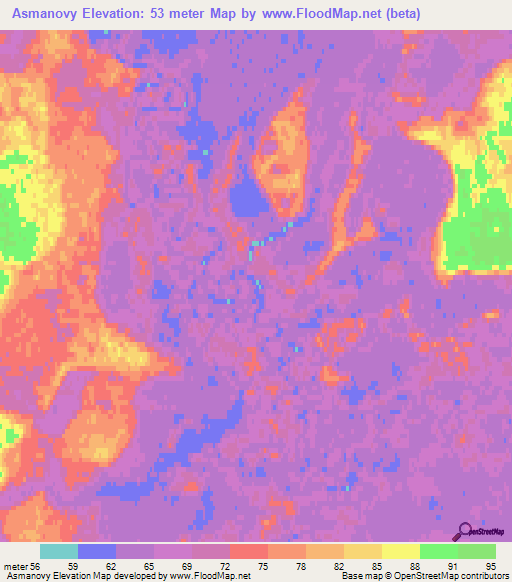 Asmanovy,Russia Elevation Map