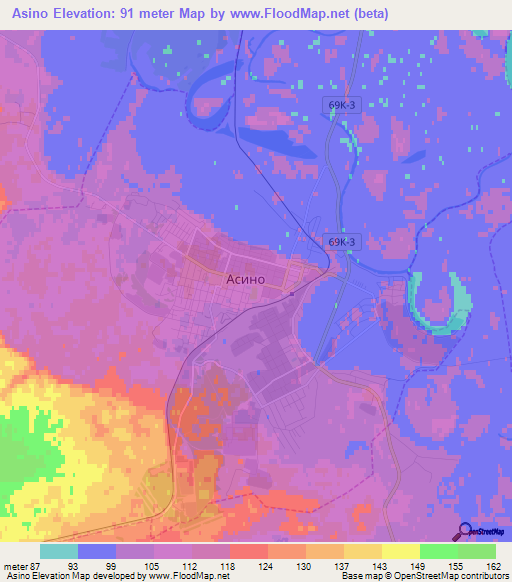 Asino,Russia Elevation Map