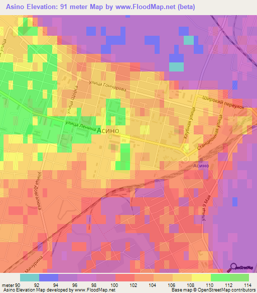 Asino,Russia Elevation Map