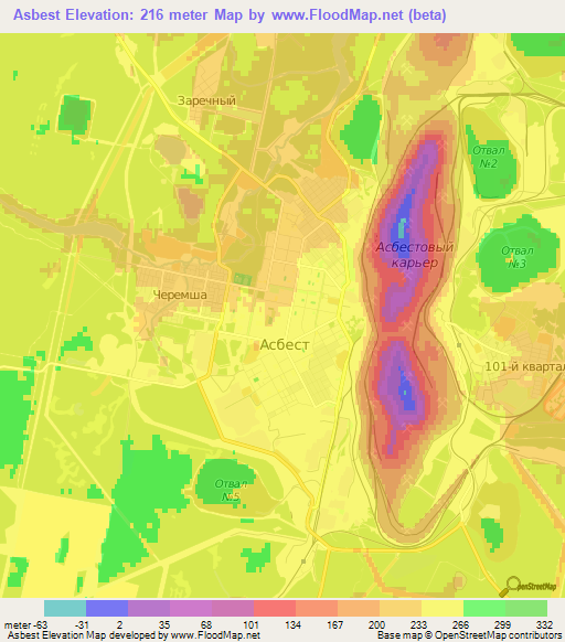 Asbest,Russia Elevation Map