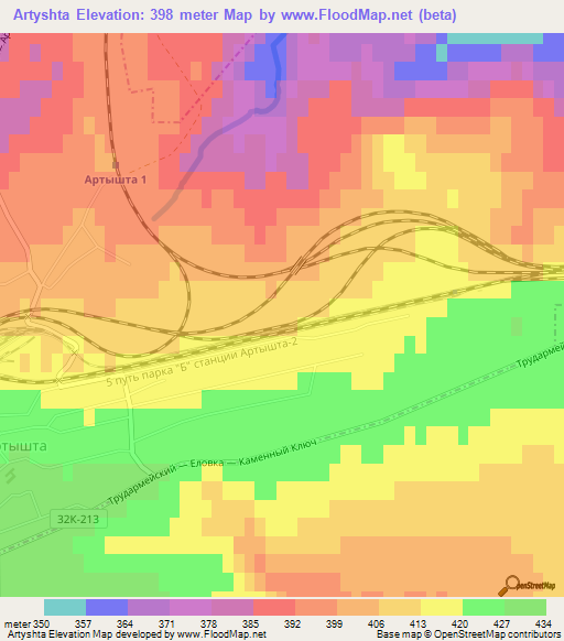 Artyshta,Russia Elevation Map