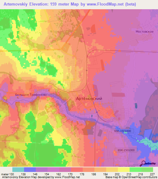 Artemovskiy,Russia Elevation Map