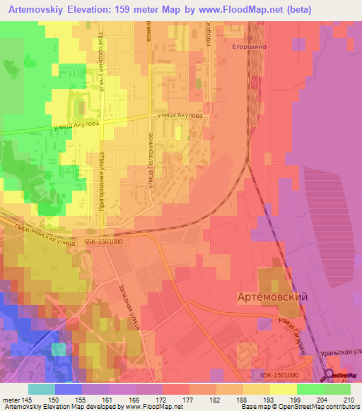 Artemovskiy,Russia Elevation Map