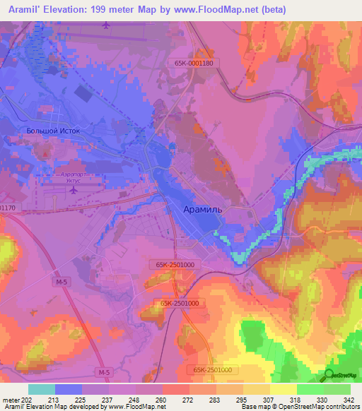 Aramil',Russia Elevation Map