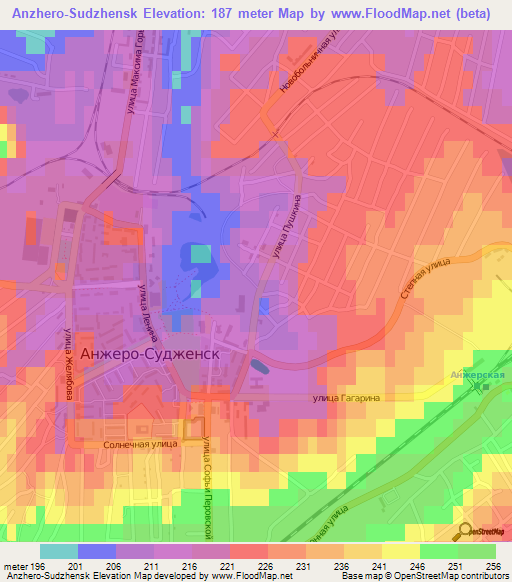 Anzhero-Sudzhensk,Russia Elevation Map