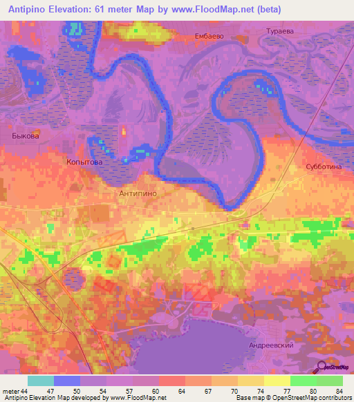 Antipino,Russia Elevation Map