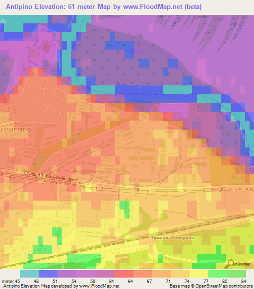 Antipino,Russia Elevation Map