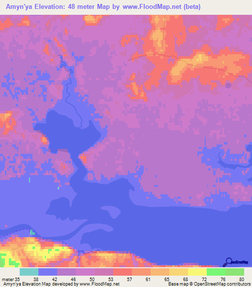 Amyn'ya,Russia Elevation Map