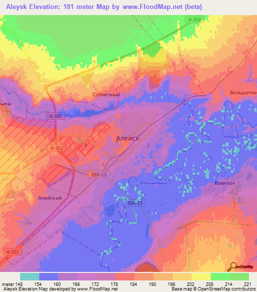 Aleysk,Russia Elevation Map