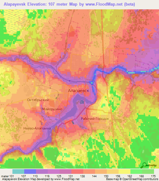 Alapayevsk,Russia Elevation Map