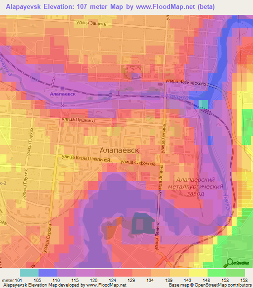 Alapayevsk,Russia Elevation Map