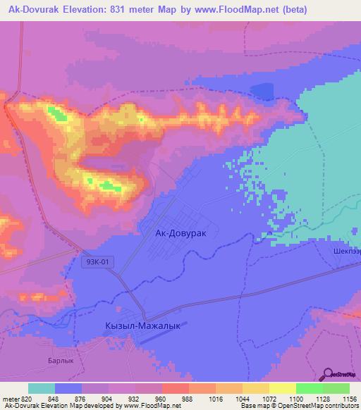 Ak-Dovurak,Russia Elevation Map