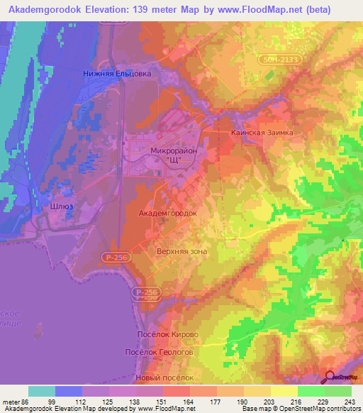 Akademgorodok,Russia Elevation Map