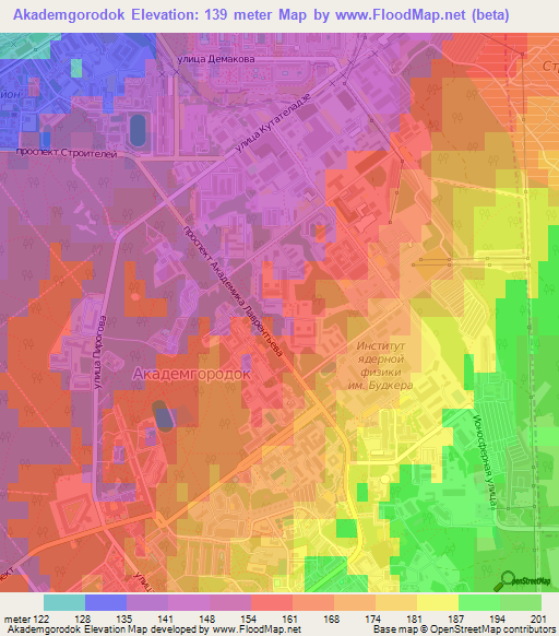 Akademgorodok,Russia Elevation Map