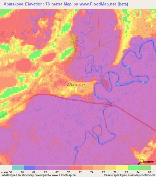 Abatskoye,Russia Elevation Map