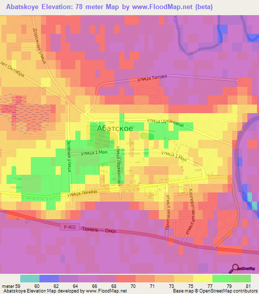 Abatskoye,Russia Elevation Map