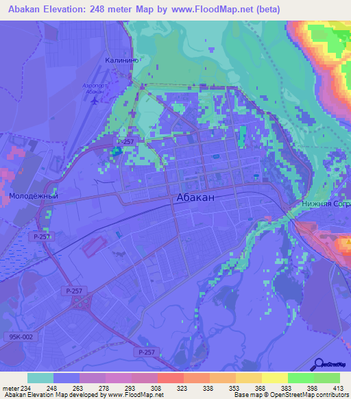 Abakan,Russia Elevation Map