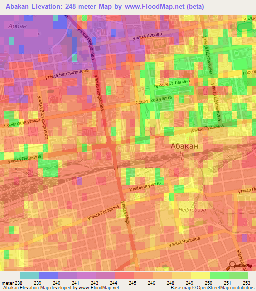 Abakan,Russia Elevation Map