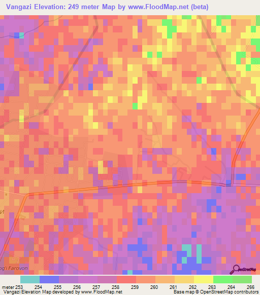 Vangazi,Uzbekistan Elevation Map